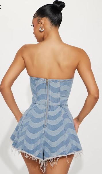 Striped Denim Romper