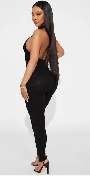 Black Halter Back Body Suit