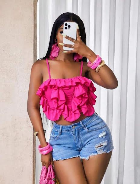 Thin Strap Frill Crop Top