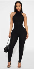 Black Halter Back Body Suit