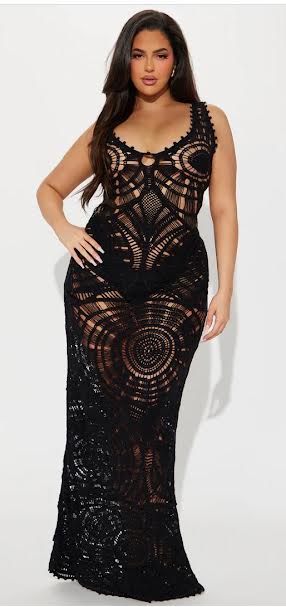 Black Flowing Crochet Dress