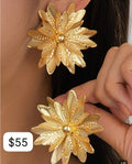 Gold Flowered Earrings