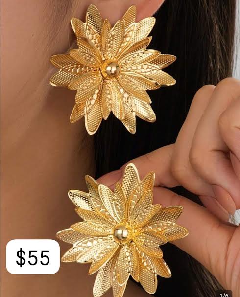 Gold Flowered Earrings