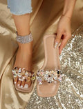 Flowered Metallic Slipper